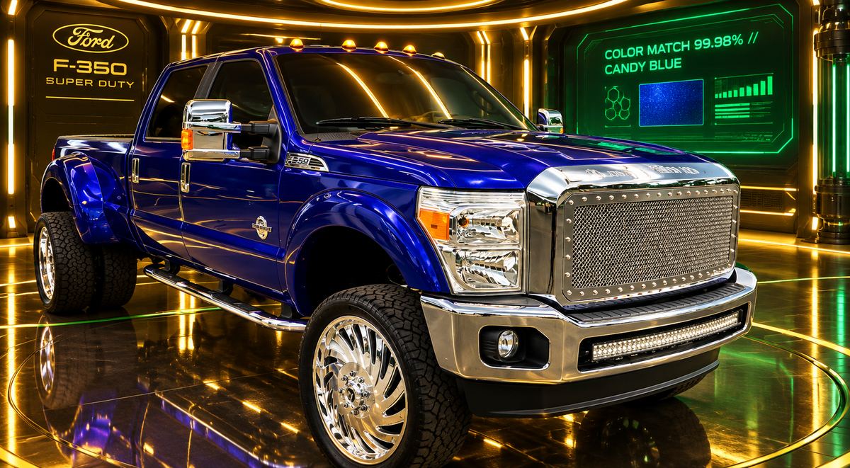 Blue F-350 front