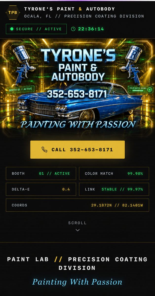 Blue Cadillac in the 2050 paint lab